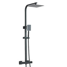 Load image into Gallery viewer, Adjustable Shower System with Overhead Rainfall Shower Head and Handheld Sprayer Modern Black Finish Surface-Mounted