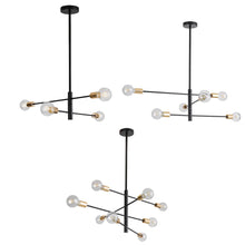 Load image into Gallery viewer, Adjustable Metal Ceiling Light Fixture E27 Black with Gold Accents (4/6/8 Lights) Chandelier
