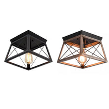Load image into Gallery viewer, Ceiling Light Flush Mount Fixture Black/Wood Color Metal Vintage Lamp 25cm