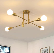 Load image into Gallery viewer, 4 Lights Retro Gold Industrial Ceiling Lights Metal E27 Pendant Light Fixture