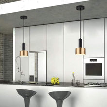 Load image into Gallery viewer, 1 Way Small Hanging Light Gold/Black Lampshade Ceiling Pendant Light Copper Lamp Adjustable Line