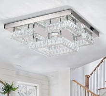 Load image into Gallery viewer, LED Ceiling Light Modern Luxury Crystal Rectangular Flush Mount Silver 55 cm Cool White