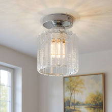 Load image into Gallery viewer, Modern Flush Mount Crystal Ceiling Light with Chrome Base G9