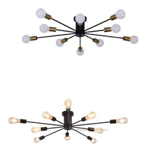 Load image into Gallery viewer, Industrial Ceiling Light Mid Century Sputnik Chandelier 10 Lights Black/Black and Gold 87cm