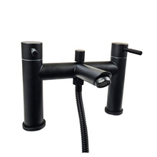 Load image into Gallery viewer, Bath Filler Tap Black Matte Finish Bathroom Black Modern Waterfall Basin Bath Sink Mono Square Mixer Bath Filler Tap