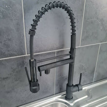 Load image into Gallery viewer, Single Lever Faucet Kitchen Black Tap Kitchen Tap Black Finish Mixer Tap Pull Down Dual Spout Spray Single Lever Faucet