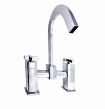 Load image into Gallery viewer, Cross Handles Chrome Finish Deck Mounted Bath Filler Tap