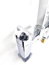 Load image into Gallery viewer, Cross Handles Chrome Finish Deck Mounted Bath Filler Tap