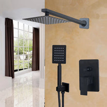 Load image into Gallery viewer, black thermostatic shower Concealed Rear Wall Black Matt Square Shower Set Mixer Square Head
