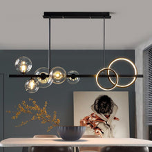 Load image into Gallery viewer, LED Dining Table Chandelier Height-Adjustable Black Ceiling Light
