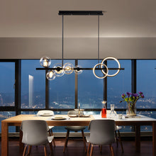 Load image into Gallery viewer, LED Dining Table Chandelier Height-Adjustable Black Ceiling Light
