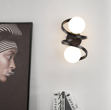 Load image into Gallery viewer, Metal Wall Lights 2-Light Glass Ball Modern Bedroom Bedside Wall Sconces Gold / Black
