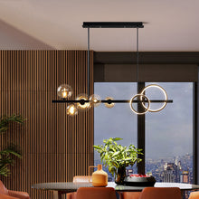 Load image into Gallery viewer, LED Dining Table Chandelier Height-Adjustable Black Ceiling Light
