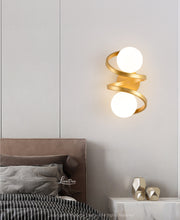 Load image into Gallery viewer, Metal Wall Lights 2-Light Glass Ball Modern Bedroom Bedside Wall Sconces Gold / Black
