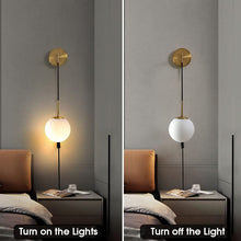 Load image into Gallery viewer, Wall Sconces Wall Lighting Indoor Wall Lamp with White Hanging Globe Glass Shade Black/Gold E27
