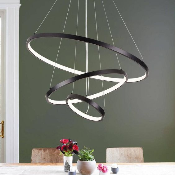 Gold/ Black Chandelier LED Circle Modern Luxury 3 Rings (20+40+60cm) Pendant Light