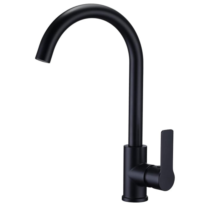 Black Kitchen Tap Single Lever Monobloc Matt Black Sink Taps for Kitchen Mixer Tap Kitchen Sink Swan Neck Kitchen Mixer Taps 1 Hole