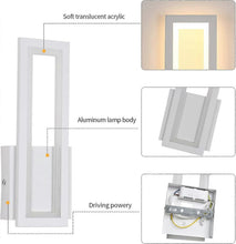 Load image into Gallery viewer, Wall Light Modern Iron Wall Sconce Wall Mounted Light 17W Bedside Lamp Rectangle Black/White
