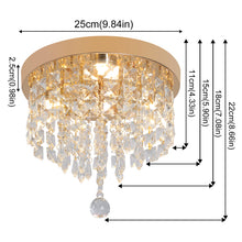 Load image into Gallery viewer, LED Crystal Ceiling Lights Gold Mini Chandelier Changeable Flush Mount 22x25cm
