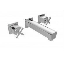 Load image into Gallery viewer, Wall Mounted Basin Mixer Tap Chrome Finish Crosshead Handles Solid Brass Body

