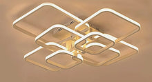 Load image into Gallery viewer, LED Ceiling Light White Aluminum Square Chandeliers Acrylic Shade 85cm 3 Color Lights
