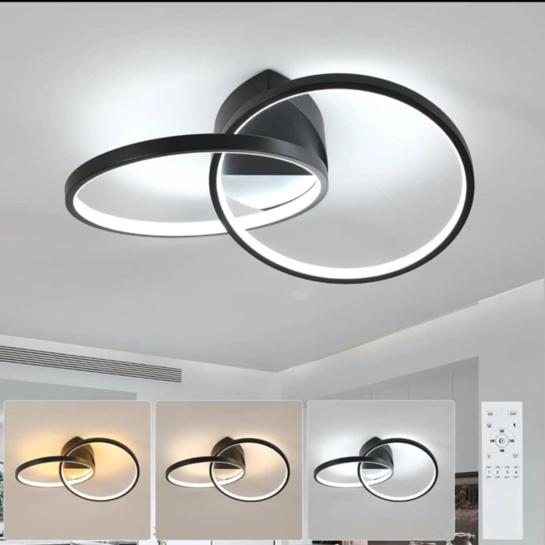 LED Ceiling Light Black Dual-Round 33W With Remote Control
