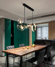 Load image into Gallery viewer, LED Dining Table Chandelier Height-Adjustable Black Ceiling Light
