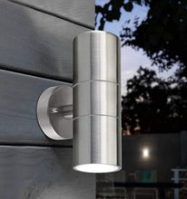 Load image into Gallery viewer, Outdoor Wall Light Silver Stainless Steel IP65 Up &amp; Down  – GU10
