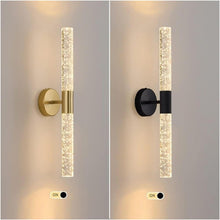 Load image into Gallery viewer, LED Wall Sconce Crystal with Bubble Glass Wall Lamps Modern Indoor Crystal Black/Gold Warm White
