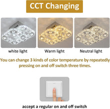 Load image into Gallery viewer, Crystal Square Chandelier LED Ceiling Light Changeable 2-Lights Silver
