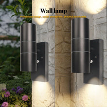 Load image into Gallery viewer, Outdoor Wall Lights Day/Night Sensor GU10 Base Double Up Down Black IP65 Waterproof
