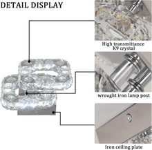 Load image into Gallery viewer, Crystal Square Chandelier LED Ceiling Light Changeable 2-Lights Silver
