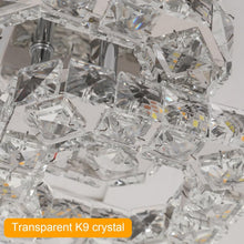 Load image into Gallery viewer, Crystal Square Chandelier LED Ceiling Light Changeable 2-Lights Silver
