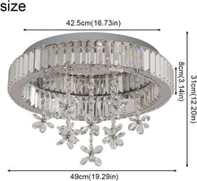Load image into Gallery viewer, Silver LED Crystal Chandelier Modern Ceiling Lamp Fixtures 49cm 3 Color Lights
