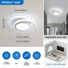 Load image into Gallery viewer, Modern 32W LED Ceiling Light – 27 cm Decorative Flush-Mount Cold White Fixture White
