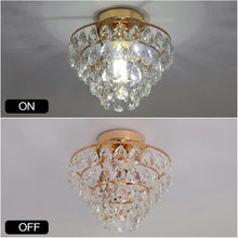Load image into Gallery viewer, Crystal Ceiling Light Gold/Black Chandelier Pendant Lamp E27

