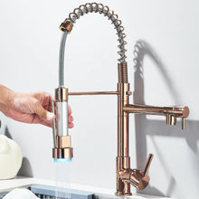 Load image into Gallery viewer, Kitchen Sink Taps Mixer Pull Out Spray Single Handle Brass Dual Spout Mixer Tap Brushed Nickel
