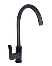 Load image into Gallery viewer, Black Kitchen Tap Single Lever Monobloc Matt Black Sink Taps for Kitchen Mixer Tap Kitchen Sink Swan Neck Kitchen Mixer Taps 1 Hole
