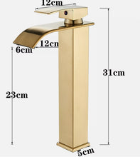 Load image into Gallery viewer, Basin Tap Modern Black/Gold/Silver Waterfall Tall Single Lever Handle Single Hole Mono Basin Mixer
