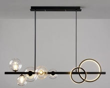 Load image into Gallery viewer, LED Dining Table Chandelier Height-Adjustable Black Ceiling Light
