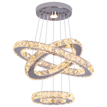 Load image into Gallery viewer, Modern Crystal 3 Rings Chandelier Silver LED Ceiling Lights Pendant Fixture Light Warm White/3 Color Lights
