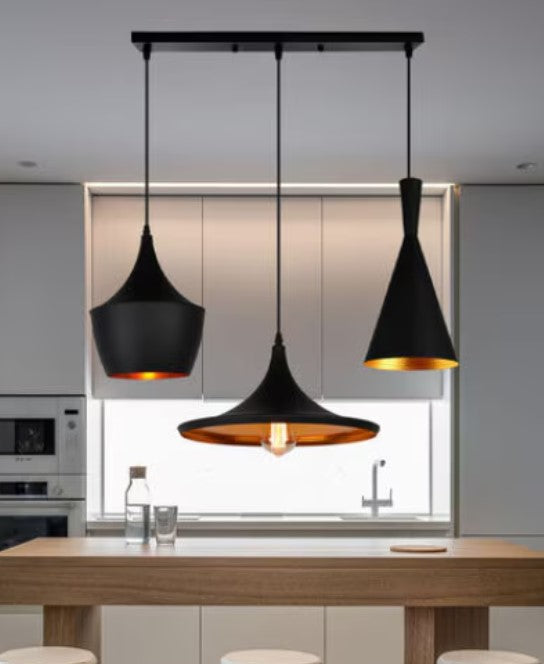 Black 3 * E27 Lighting Height Adjustable Led Pendant Light Modern