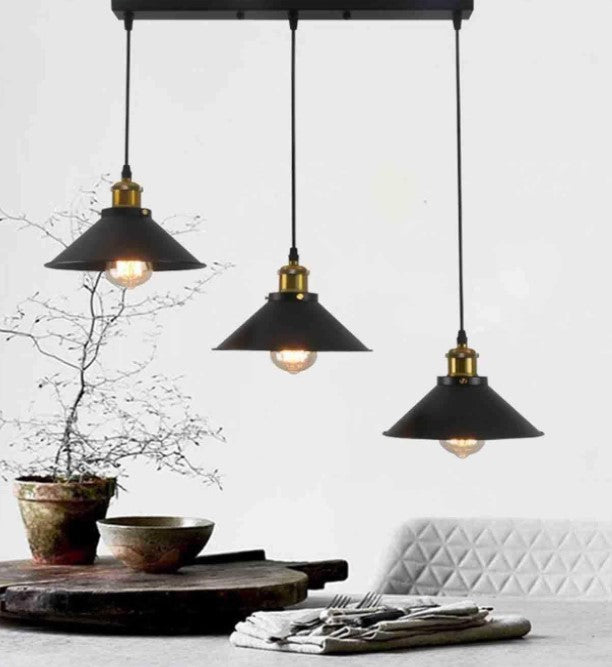 Black Metal Pendant Light 3-Light Chandelier for Kitchen Island, Dining, Living Room