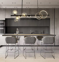Load image into Gallery viewer, LED Dining Table Chandelier Height-Adjustable Black Ceiling Light
