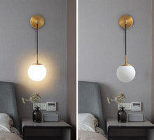 Load image into Gallery viewer, Wall Sconces Wall Lighting Indoor Wall Lamp with White Hanging Globe Glass Shade Black/Gold E27

