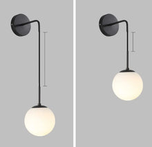 Load image into Gallery viewer, Wall Sconces Wall Lighting Indoor Wall Lamp with White Hanging Globe Glass Shade Black/Gold E27
