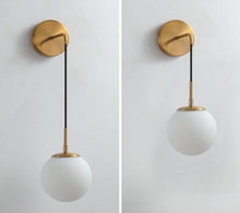 Load image into Gallery viewer, Wall Sconces Wall Lighting Indoor Wall Lamp with White Hanging Globe Glass Shade Black/Gold E27
