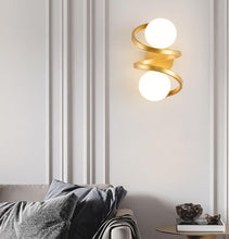 Load image into Gallery viewer, Metal Wall Lights 2-Light Glass Ball Modern Bedroom Bedside Wall Sconces Gold / Black

