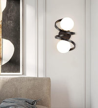 Load image into Gallery viewer, Metal Wall Lights 2-Light Glass Ball Modern Bedroom Bedside Wall Sconces Gold / Black
