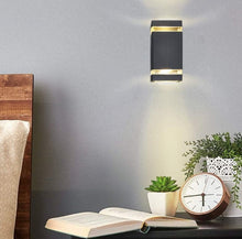 Load image into Gallery viewer, Outdoor Wall Sconces Modern Exterior Up Down Wall Mount Light Black Aluminum Simple Waterproof Porch Wall Light
